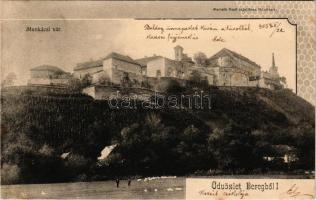 1903 Munkács, Mukacheve, Mukacevo; vár, emlékoszloppal. Bertsik Emil kiadása / castle, monument (fl)