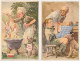 5 db RÉGI cserkész motívum képeslap Márton Lajos grafikáival, vegyes minőségben / 5 pre-1945 Hungari...