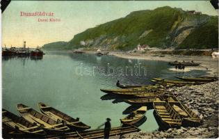 Dunaföldvár, Dunai kikötő, csónakok, gőzhajó, hajómalom. Somló Manó kiadása / Danube with ship mill ...