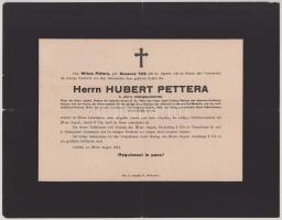 1914 Petter Hubert a Gödöllői Királyi Kastély vadászmesterének gyászjelentése