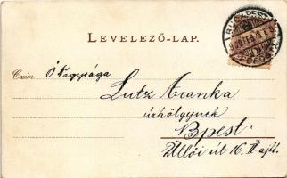 1900 Kutyák játszanak / dogs art postcard. litho