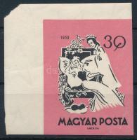 1959 Mese (I.) ívsarki vágott 30f lemezhibás bélyeg, hiányzó fej feletti levél, rövid ujjak, szakadt...