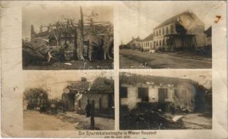 Wiener Neustadt, Bécsújhely; Die Sturmkatastrophe am 10. Juli 1916. / storm disaster, destroyed buil...