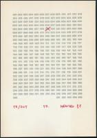 Herczeg László (1950-): 001 002 003 (...), 1980. Nyomat, filctoll, papír, jelzett, számozott (59/305...