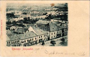 1900 Zólyom, Zvolen; látkép, zsinagóga, Steiner Lajos, Henzel Pál, Jeranek üzlete, Hungária szálloda...