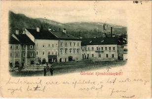 1900 Körmöcbánya, Kremnitz, Kremnica; utcakép, Weil-Cilli, Gullner Testvérek üzlete / street, square...