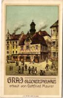 Graz (Steiermark), Glockenspielhaus erbaut von Gottfried Maurer. Lith. Böttger &amp; Greitler li...