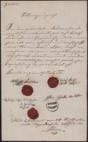 1855 T. Reich rabbi viaszpecsétes aláírt bizonyítvány