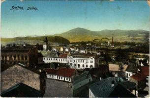 1913 Zsolna, Sillein, Zilina; látkép. Schwarcz Vilmos kiadása / general view + "ZSOLNA PÁLYAUDV...