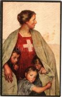 Bundesfeier Postkarte 1917 / Swiss Red Cross propaganda card, Henri Dunant s: Eug. Burnand (Rb)