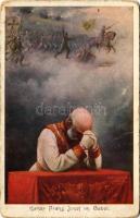 1915 Kaiser Franz Josef I im Gebet / Ferenc József imádkozik az osztrák-magyar katonákért / WWI Aust...