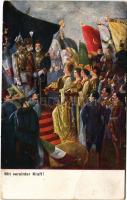 1916 'Mit vereinter Kraft!' B.L.W.I. Nr. 650. / Első világháborús levelezőlap a Központi H...