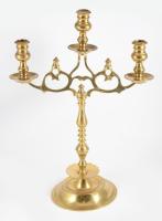 Nagyobb méretű bronz háromágú gyertyatartó, m: 38 cm