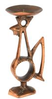 Percz János(?) kakas figurás gyertyatartó, jelzés nélkül, kis hajlással, m: 16,5 cm