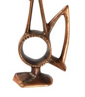 Percz János(?) kakas figurás gyertyatartó, jelzés nélkül, kis hajlással, m: 16,5 cm