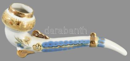 Balkáni porcelán pipa, hibátlan, h: 21 cm