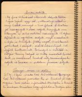cca 1920-1940 Kézzel írt receptfüzet (süteményreceptek), benne "Bözsi kifli", "Putnok...
