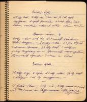cca 1920-1940 Kézzel írt receptfüzet (süteményreceptek), benne "Bözsi kifli", "Putnok...