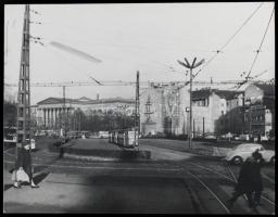 ca 1970 Budapest Kálvin tér környéke és a Nemzeti Múzeum sok Ikarus autóbusszal és villamossal nagy ...