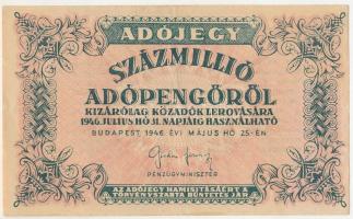 1946. 100.000.000AP hátoldalán látványosan eltolódott nyomat T:F erős papír
Adamo P55