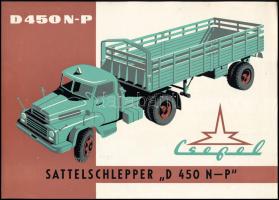 ca 1965 A Csepel D450 N-P nyerges vontató teherautó kétoldalas, képekkel illusztrált műszaki adatlap...