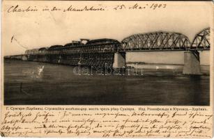 1903 Songhua River, Sunghwa River, Haixi, Xinga; railway bridge under construction (EK)