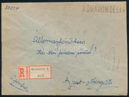 1944 Ajánlott levél Komáromból Budapestre, "KOMÁROM DÉLI P."