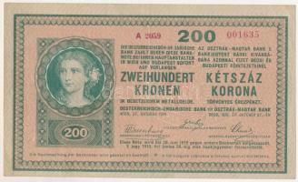 1918. 200K "A 2059 001635" hullámos hátlappal T:VF
Adamo K31/6