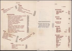 cca 1980 Bp., Vendéglő a Kóborlóhoz étlap