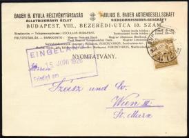 1926 A budapesti Bauer B. Gyula rt. állatbizományi üzletága marha- és sertésvásári jelentése bécsi c...