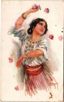 1921 Lady art postcard. ERKAL No. 332/2. s: Usabal (fl)