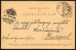 1900 Nagy jótékonysági sorsjáték kezelőségének írt postai levelezőlap melyben Hercsik Nándor marospe...