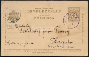 1919 Kétnyelvű díjjegyes levelezőlap "KUTINA" - "ZÁGRÁB-ZAGREB"