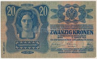 1913. 20K II. kiadás "1095 611313" piros "MAGYARORSZÁG" felülbélyegzéssel T:F sz...
