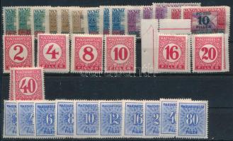 1926-1934 3 klf portó sor másodpéldányokkal, stecklapon