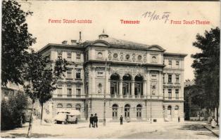 1909 Temesvár, Timisoara; Ferenc József színház, piac / theatre, market