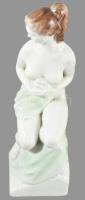 Oláh Sándor (1907-1983): Porcelán női akt. Kézzel festett, jelzett (Oláh S. 1959), mázrepedésekkel, ...
