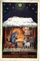 1929 Kellemes Karácsonyi Ünnepeket! / Christmas greeting art postcard s: D. K. (fa)