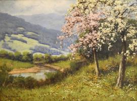 Neogrády László (1896-1962): Tavasz. Olaj, vászon, jelezve balra lent. Dekoratív, sérült fakeretben....