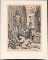 Svabinsky, Max (1873-1962): Pügmalión. Ofszet nyomat, papír, jelzett. Apró szórt foltokkal. 26×19,5 ...