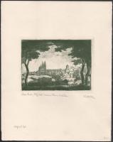 Maran, Gustav Stanislav (1886-1983), Czech artist: Prágai vár látképe. Rézkarc, papír. Jelzett. 14×1...