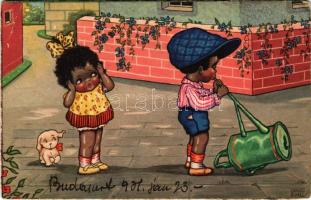 1931 Black boy and girl, dog. Amag 0322. s: Margret Boriss (EB)