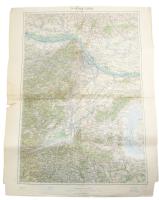 ca 1910 Sopron, Bécs és a Fertő tó környéke katonai térkép. 1:200 000 48x62 cm