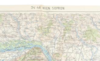 ca 1910 Sopron, Bécs és a Fertő tó környéke katonai térkép. 1:200 000 48x62 cm