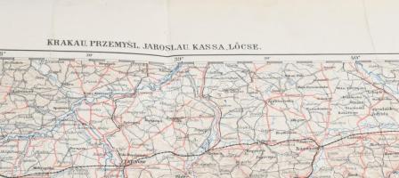 ca 1910 Eperjes, Kassa, Lőcse környéke katonai térkép. 1:750 000 47x45 cm