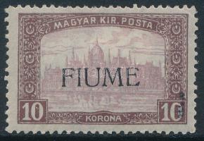 Fiume 1918 Parlament 10K gépi II. típusú felülnyomattal; certificate: Bodor (160.000)