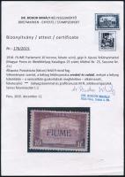 Fiume 1918 Parlament 10K gépi II. típusú felülnyomattal; certificate: Bodor (160.000)