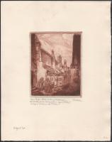 Maran, Gustav Stanislav (1886-1983), Czech artist: Prágai utca. Rézkarc, papír. Jelzett. 16,5×13,5 c...