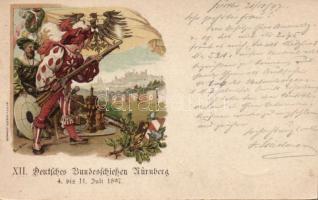 1897 12th German Bundesschiessen Nürnberg Ga. litho