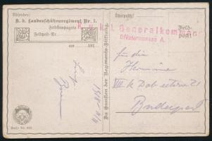 1918 Tábori posta képeslap "K.u.k. I. Generalkommando Offiziersmesse A."